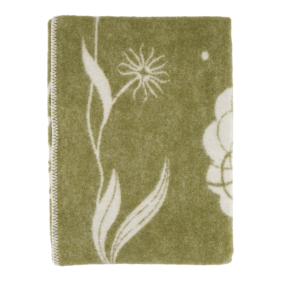 Merino wool blanket with sheep green