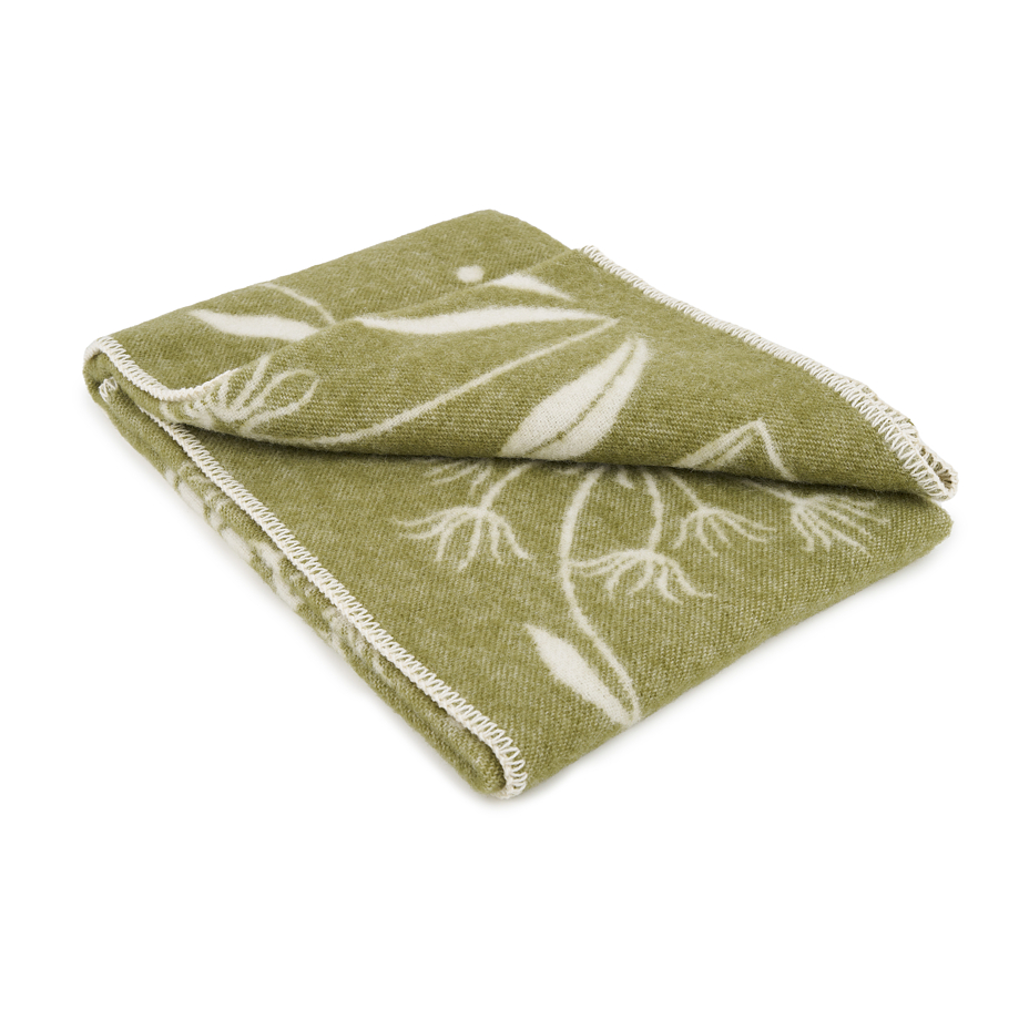 Merino wool blanket with sheep green