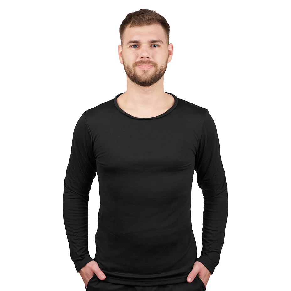 Men's Merino wool T-shirt Woolee with long sleeves black