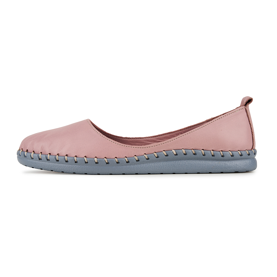 Women's leather ballerinas Melisa in pink with a grey sole