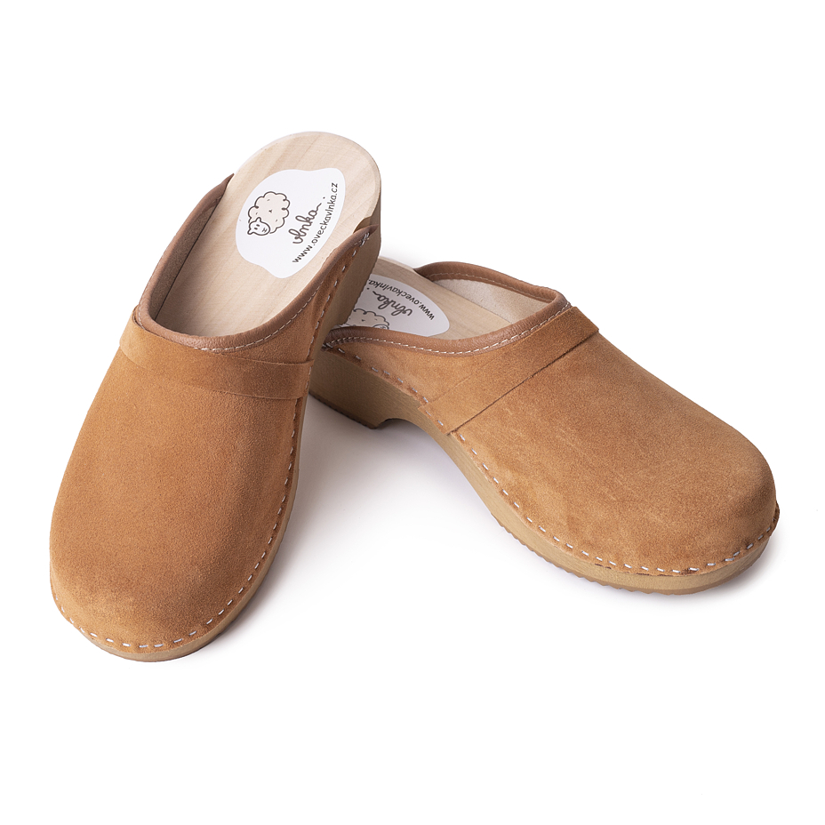 Women's Brushed Leather Anatomic Clogs Brown