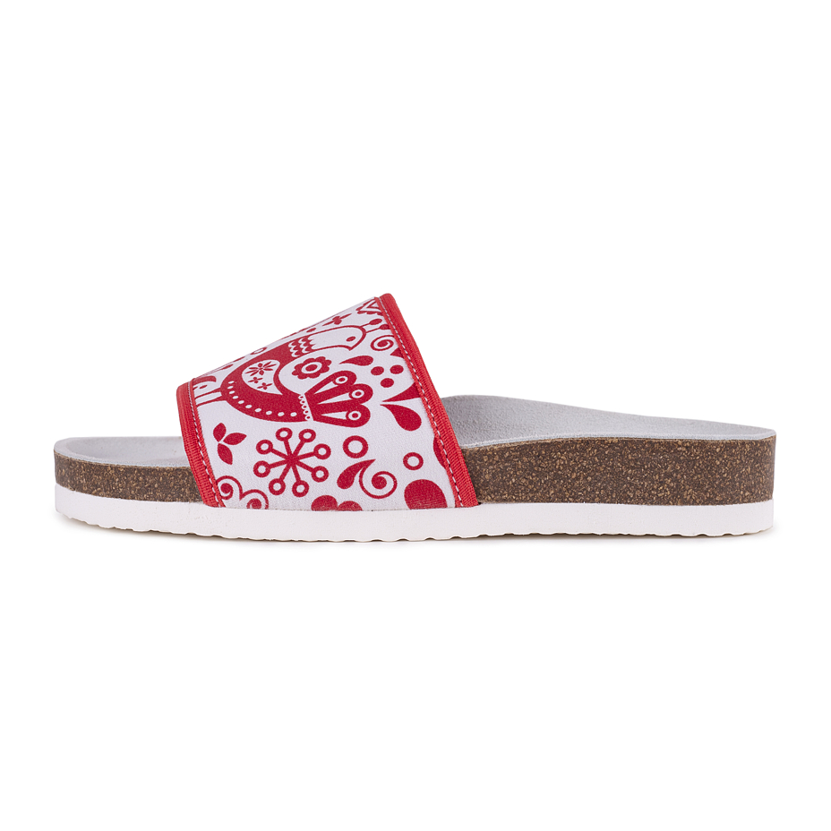 Women's Orthopaedic Cork Sliders Folk Red