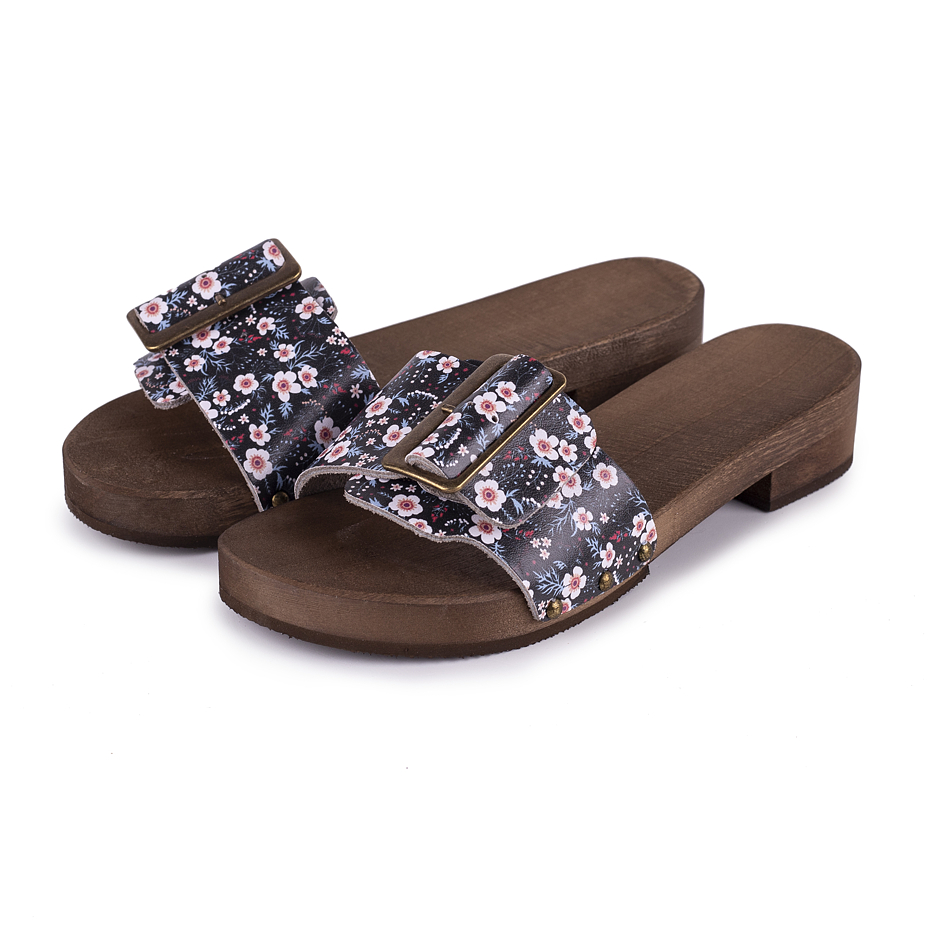 Women's Low Heel Clogs Floral