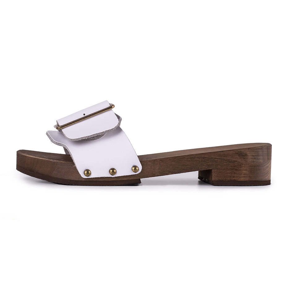 Women's Low Heel Clogs White