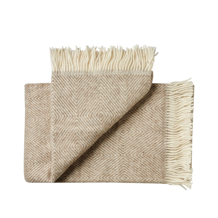 Wool Throw Diamond Beige