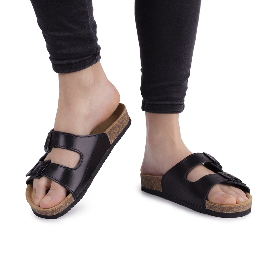 Women's Linda Orthopaedic Cork Sliders Black