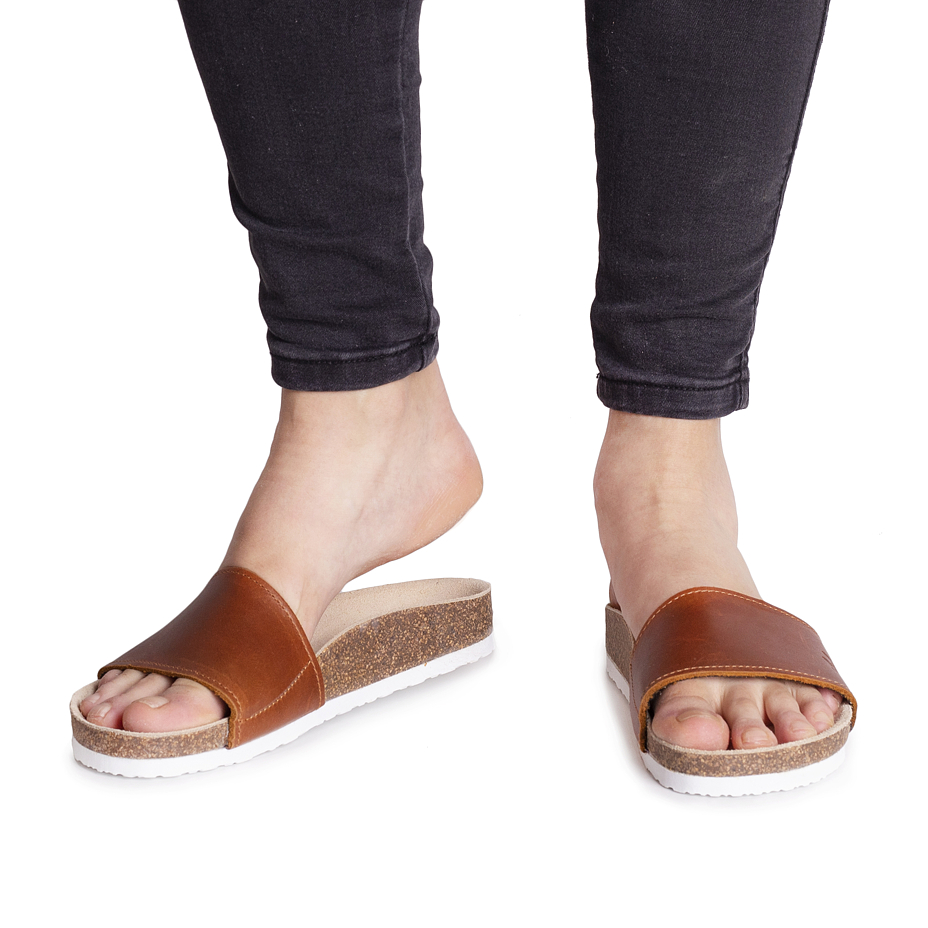 Women's Trepky Orthopaedic Cork Sliders Brown