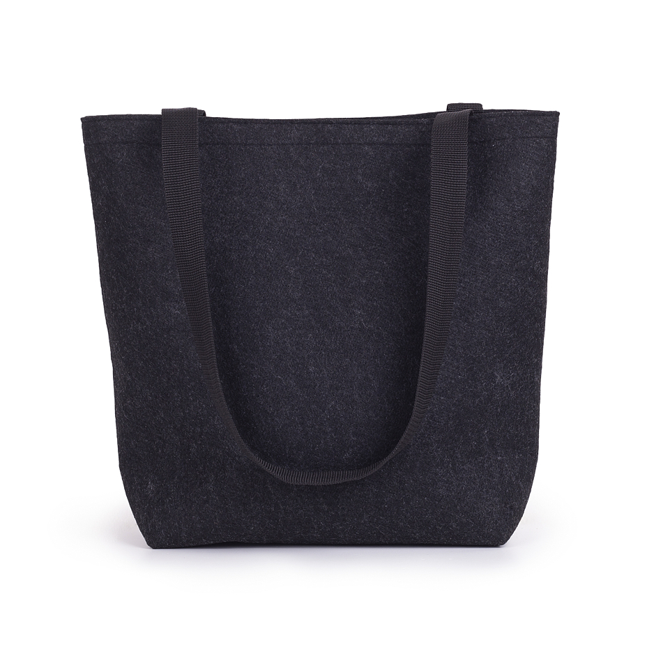 Felt Tote Bag with Long Straps Black