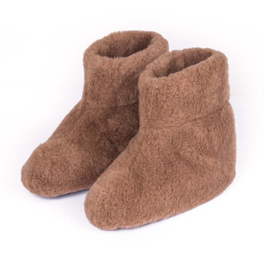 Wool TV Slipper Boots Brown