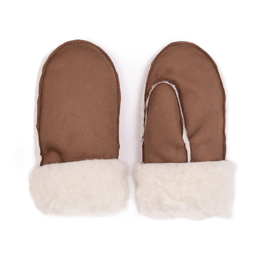 Wool velour mittens Brown