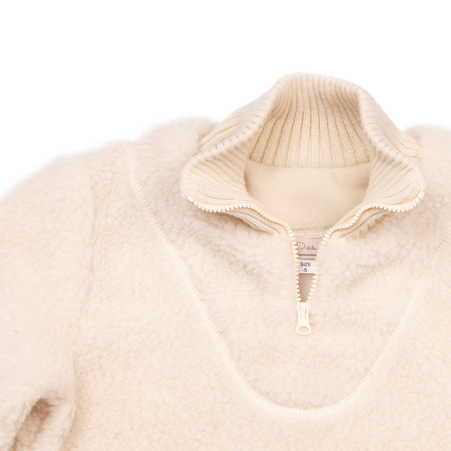 Women's Kangaroo Pocket Wool Top Natural