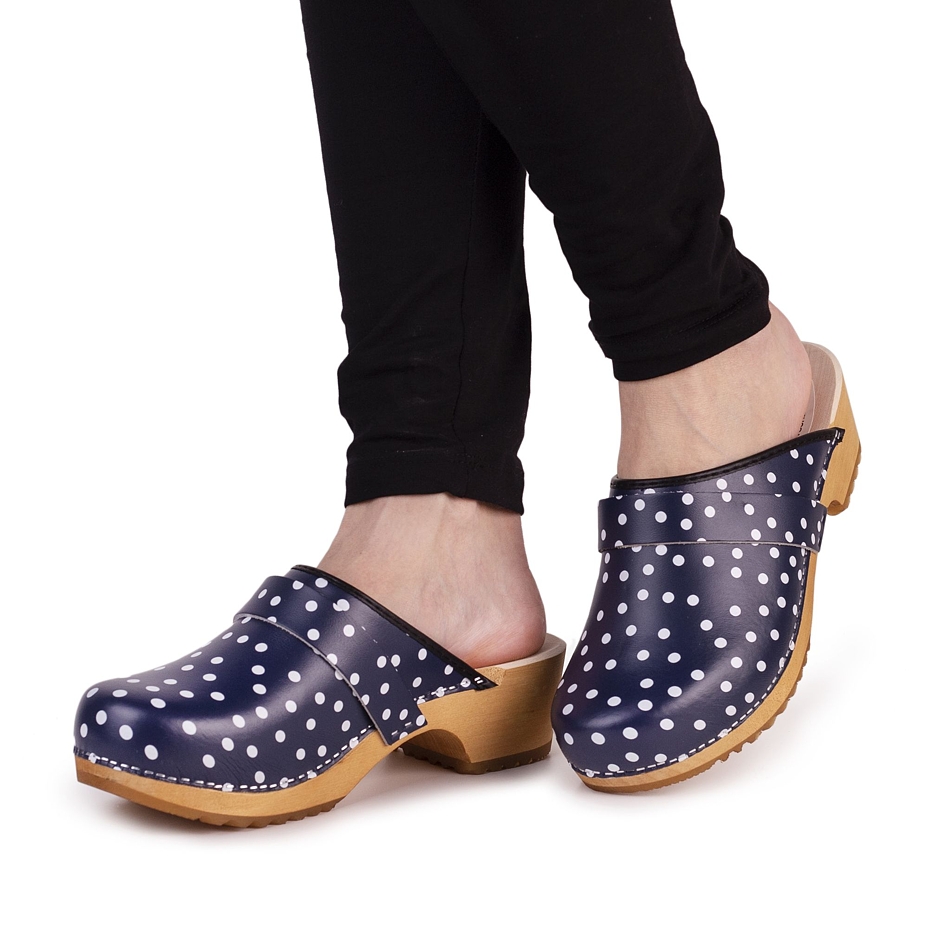 Women's Anatomic Clogs Blue Polka Dot