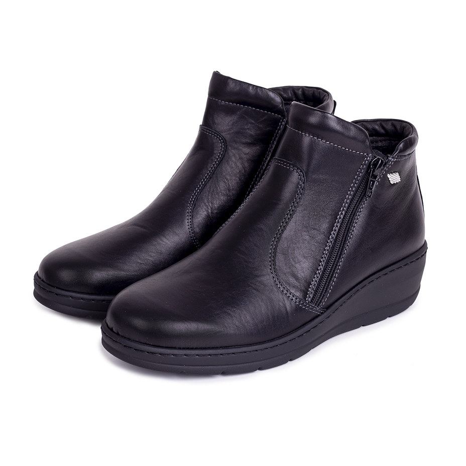 Women's Marcela Leather Zip-up Ankle Boots Black