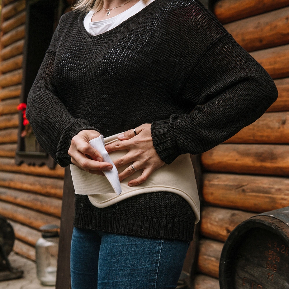 Merino wool elastic warming belt natural