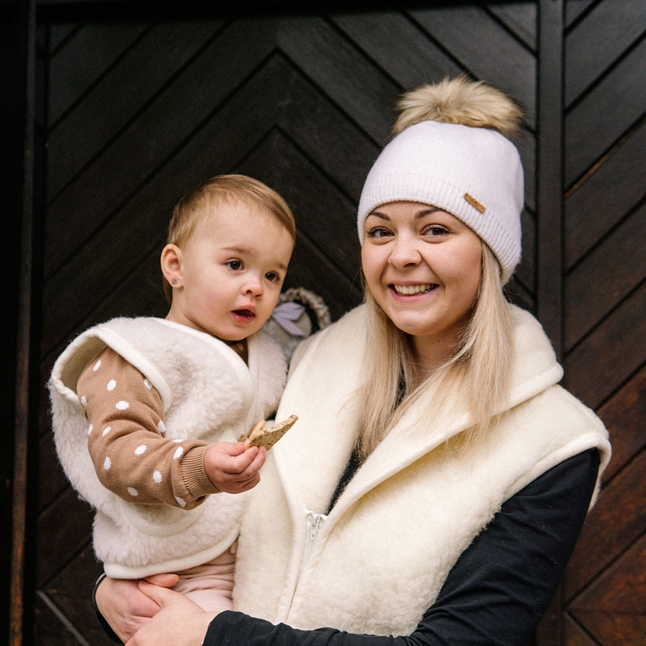 Wool Vest with Collar Natural