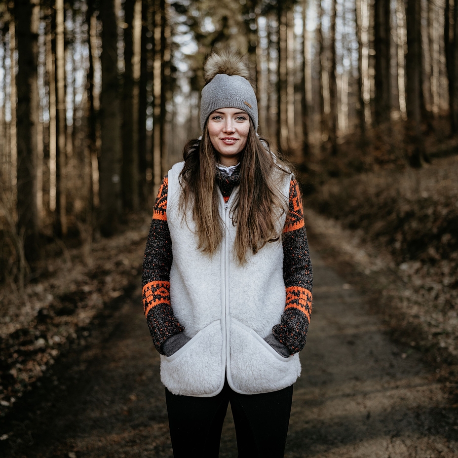 Hooded Wool Vest Light Grey