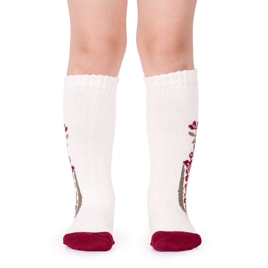 Kids’ Merino knee socks 'Folklore' Red