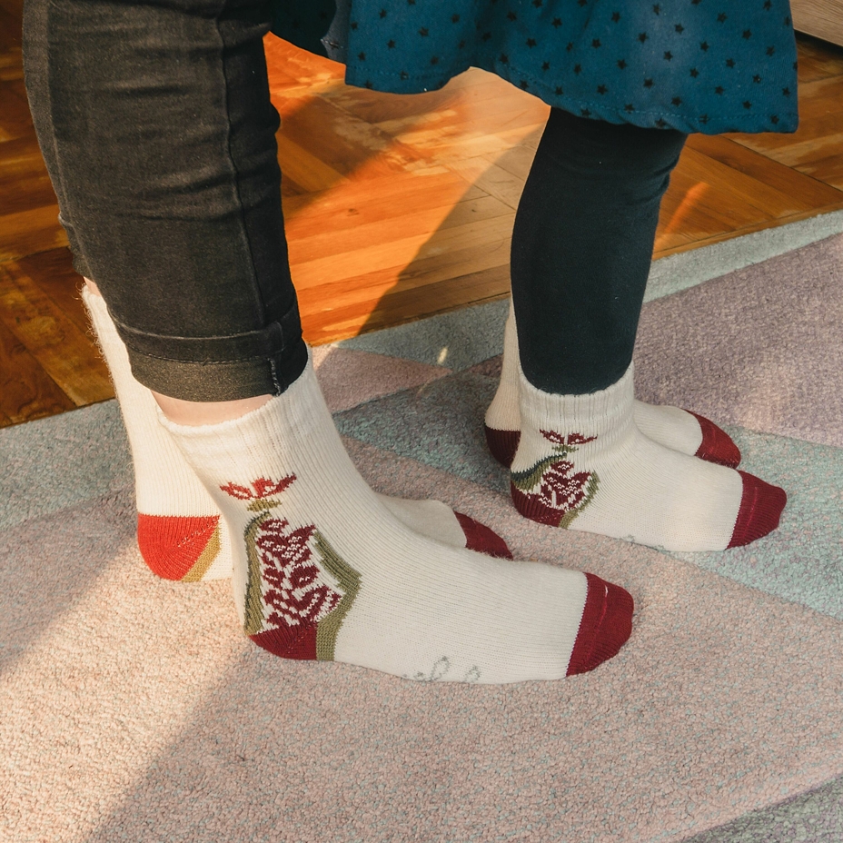 Kids’ Merino socks 'Folklore' Red