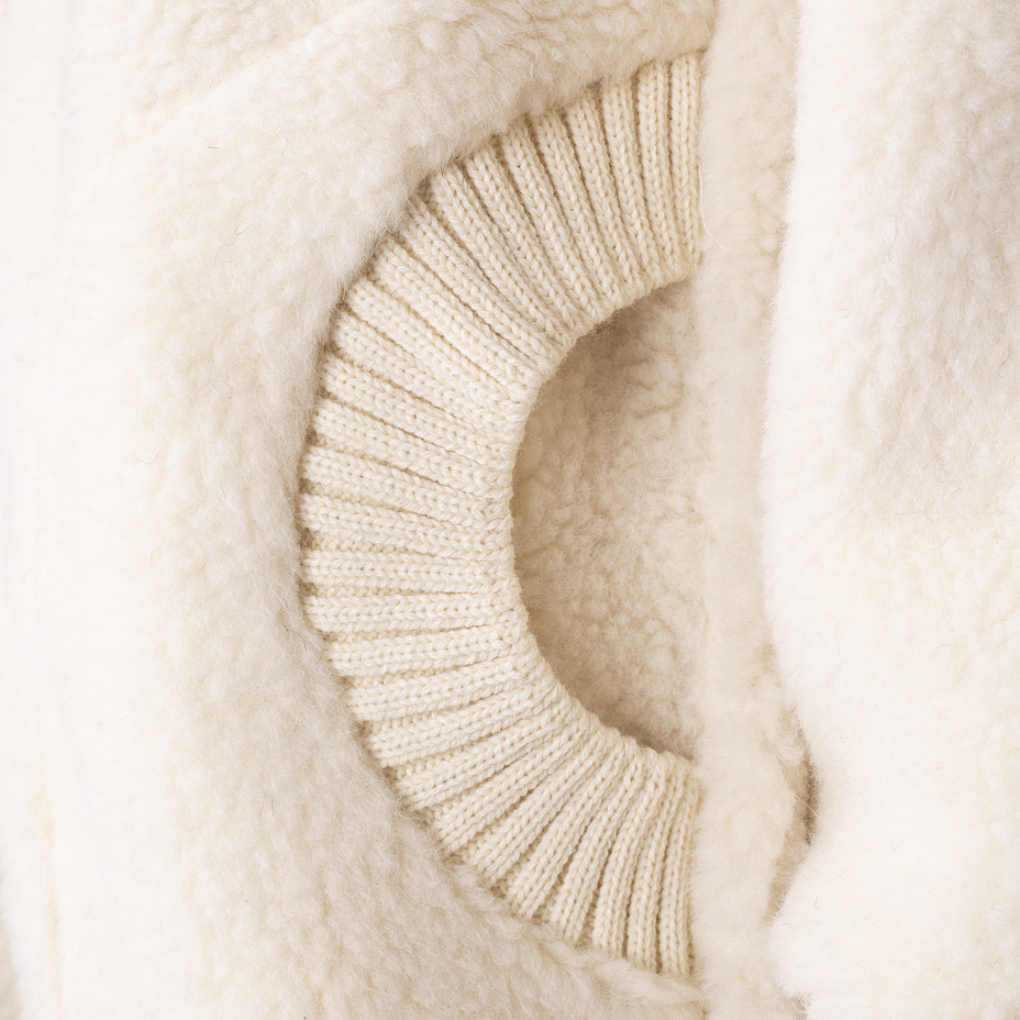 Extra-long wool hoodie Natural