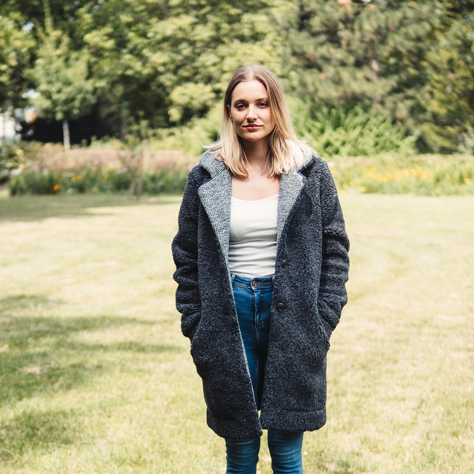 Wool coat with buttons Black