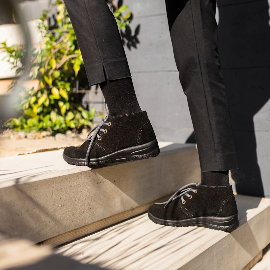 Women's Blanka Leather Ankle Boots with Wool Felt Black