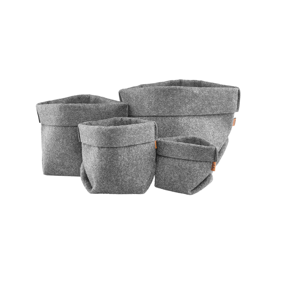 Felt Storage Basket Round Grey