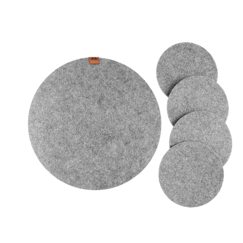 Set of Felt Coasters Grey