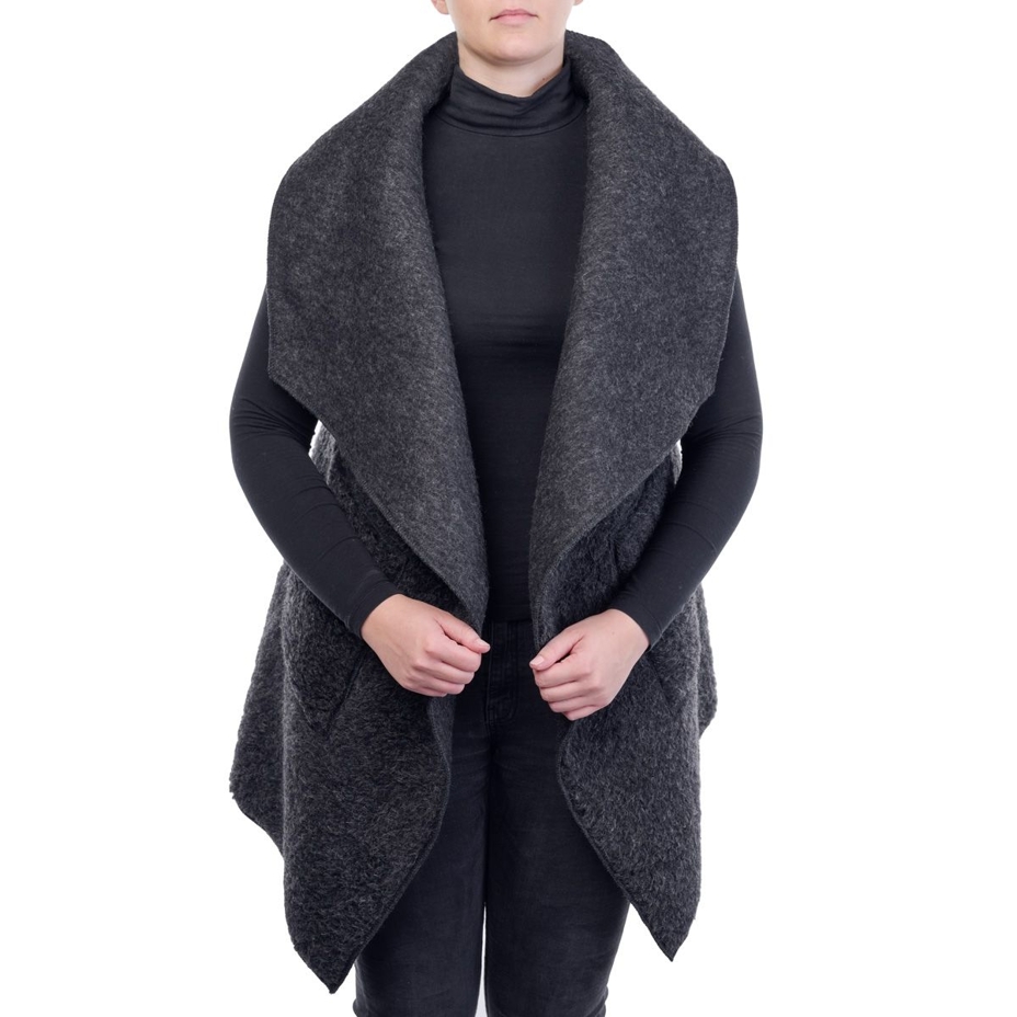 Sheep wool wrap vest Black