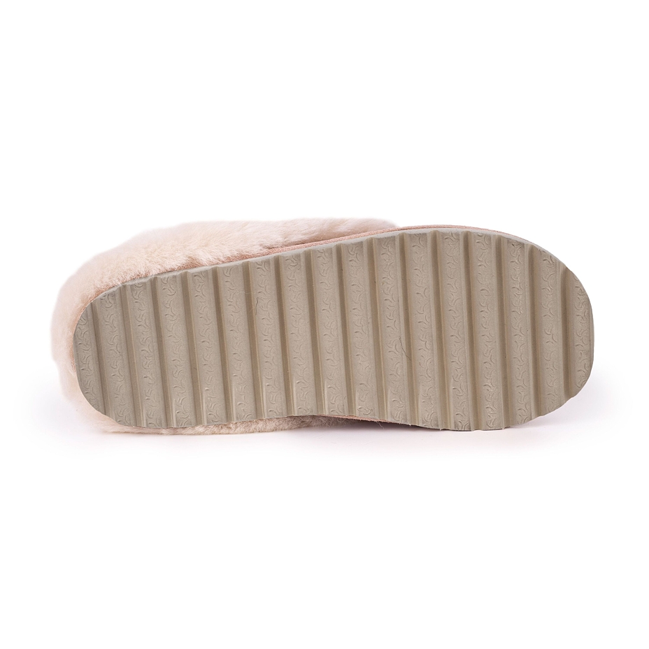 Women's Vanesa Leather Slippers with Wool Lining Beige