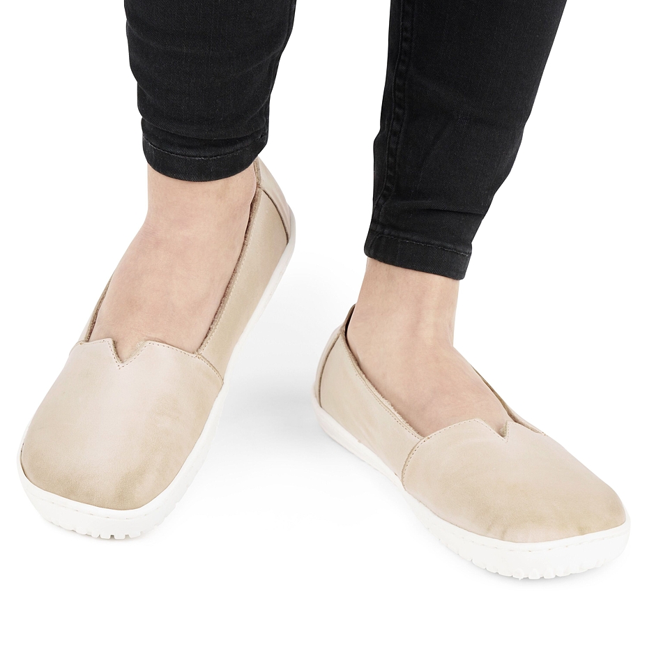 Women’s Odeta Barefoot Leather Ballerina Pumps with Sheep's Wool Beige