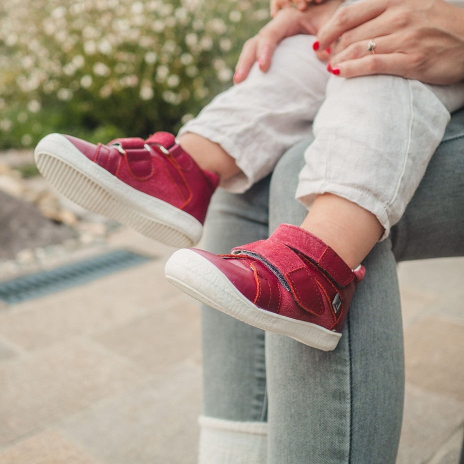 Kids’ Kiki Leather Velcro Sneakers Red
