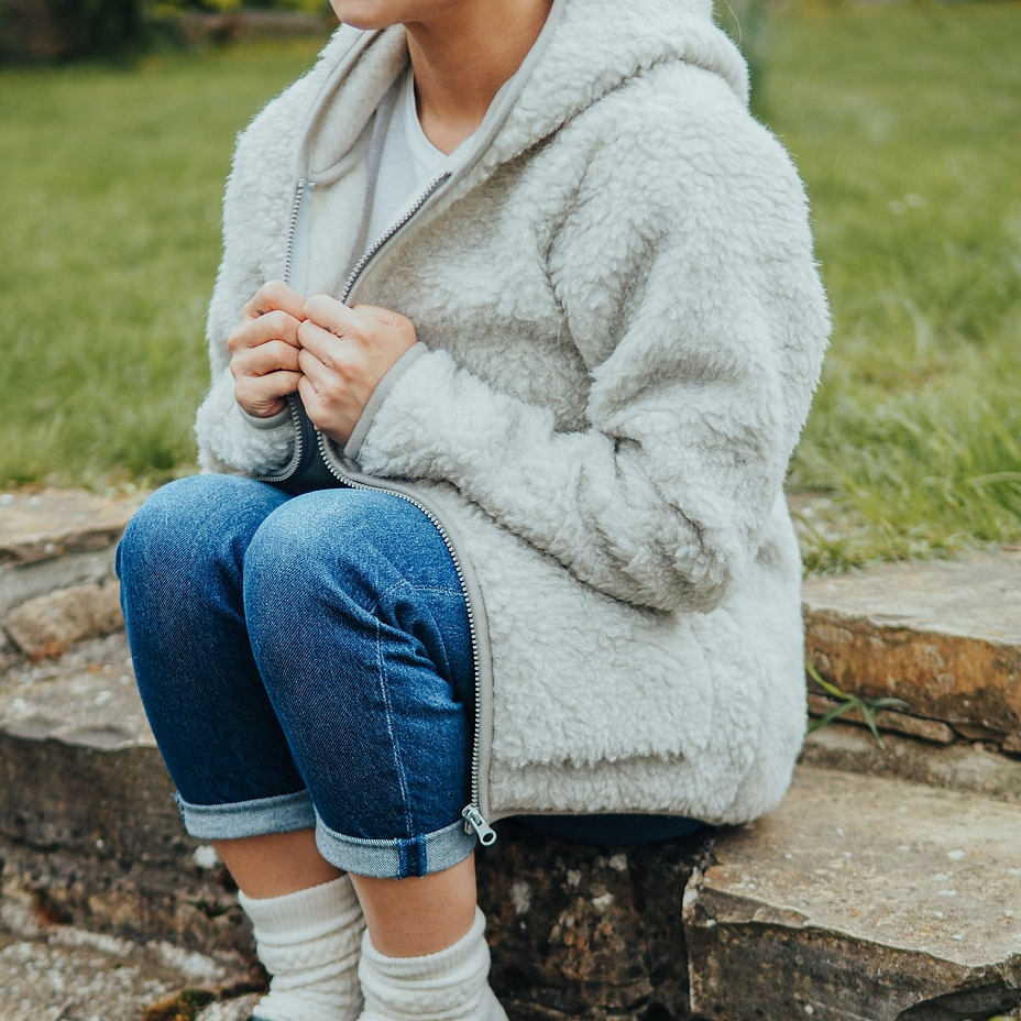 Wool Hooded Jacket Light Grey