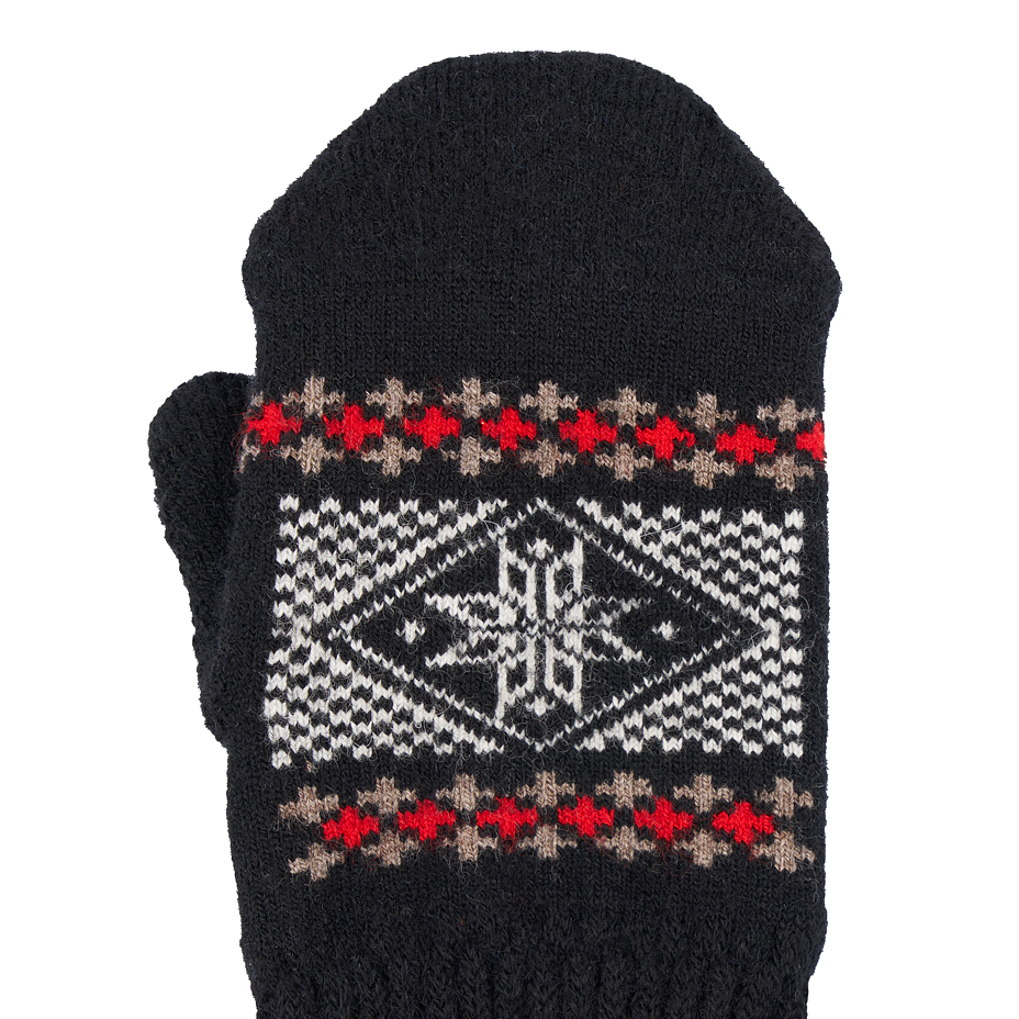 Wool Mittens with Snowflake Black