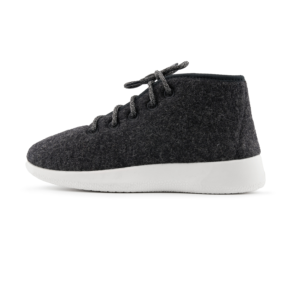 Woolee High-Top Wool Trainers with Lining Dark Grey
