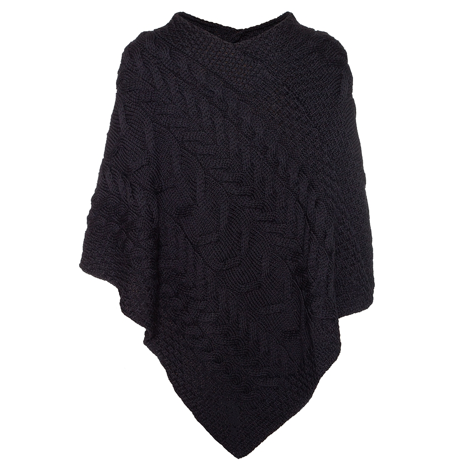 Supersoft Merino wool poncho black