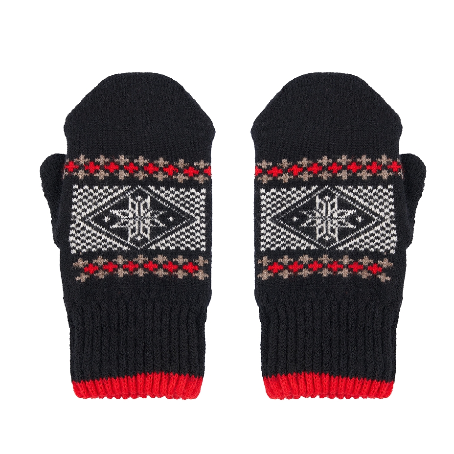 Wool Mittens with Snowflake Black
