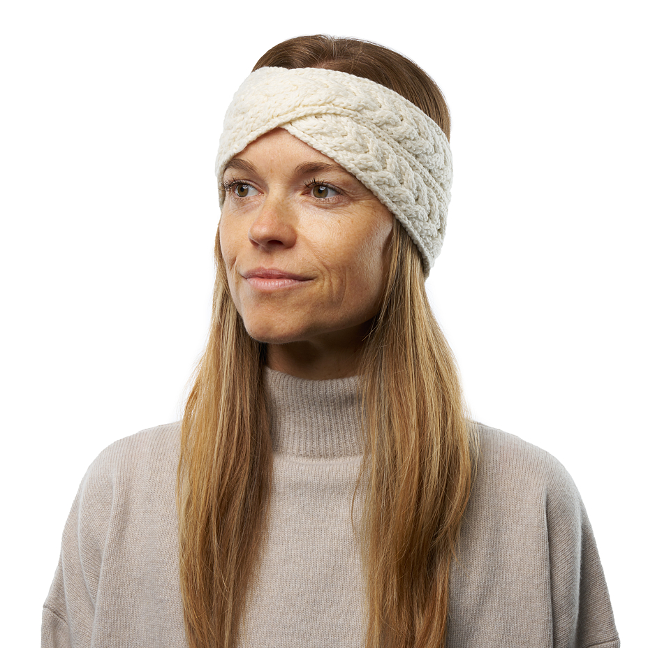 Supersoft Merino wool crossed headband natural