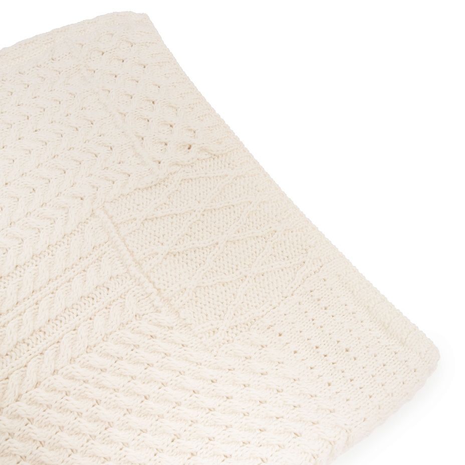Merino wool knitted blanket natural
