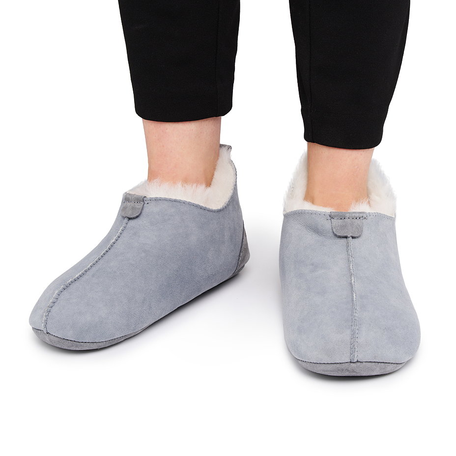 Women’s Andy Leather Slippers with Wool Lining Blue
