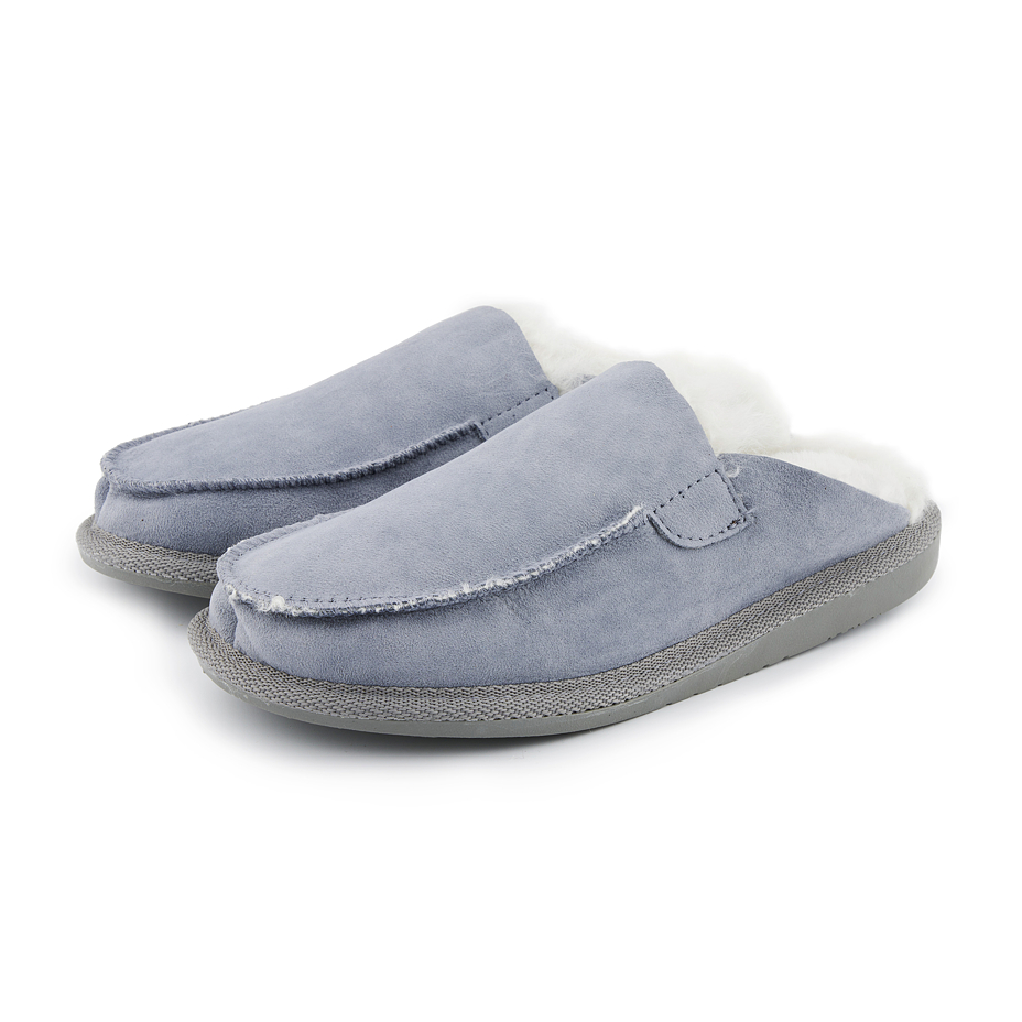  Women’s Erika Leather Slippers with Wool Lining Blue