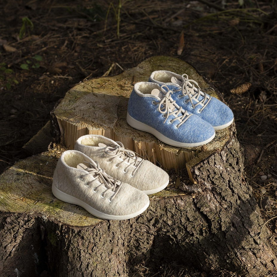 Woolee High-Top Wool Trainers with Lining Blue