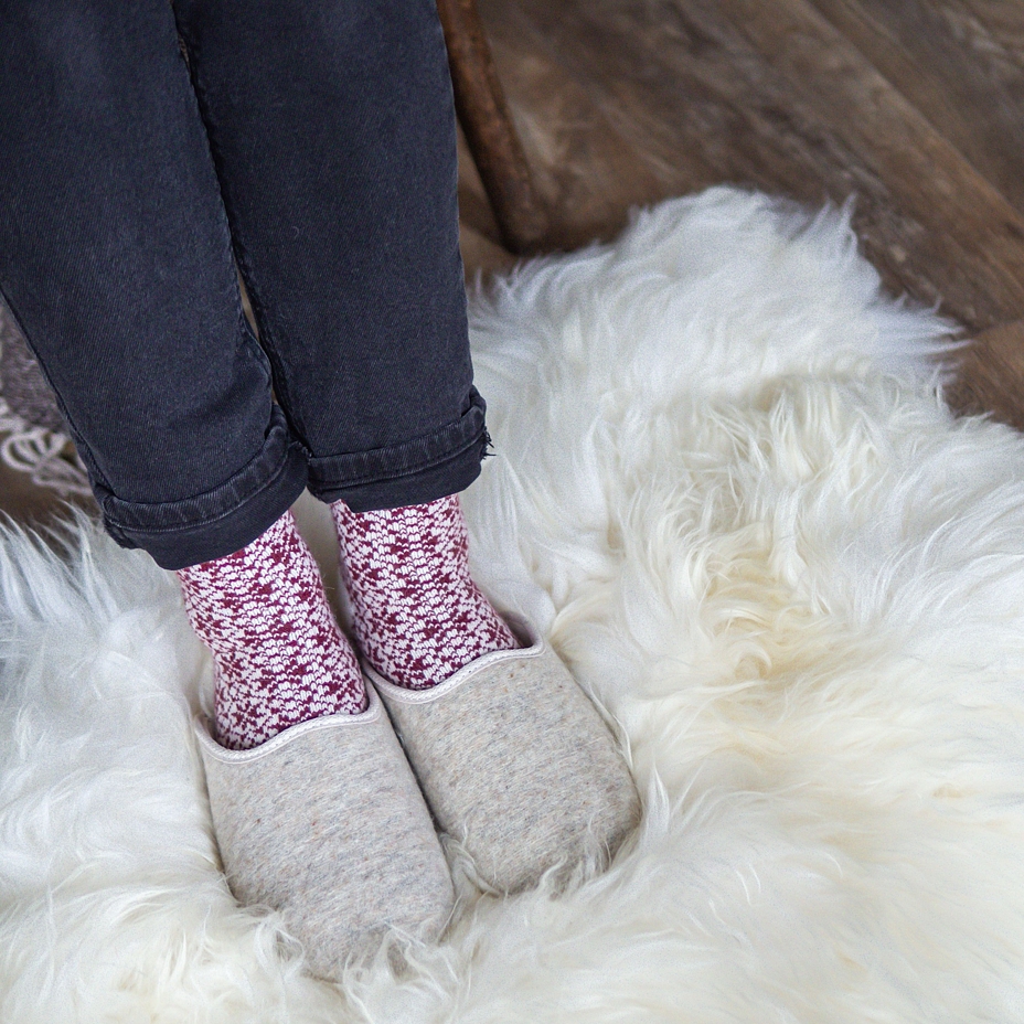 Wool felt Mule Slippers Beige