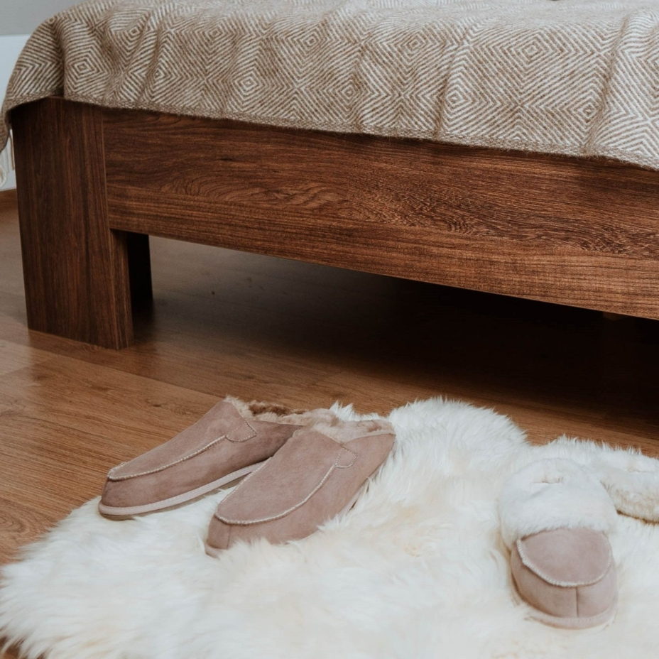 Men's Erik Leather Slippers with Wool Lining Beige