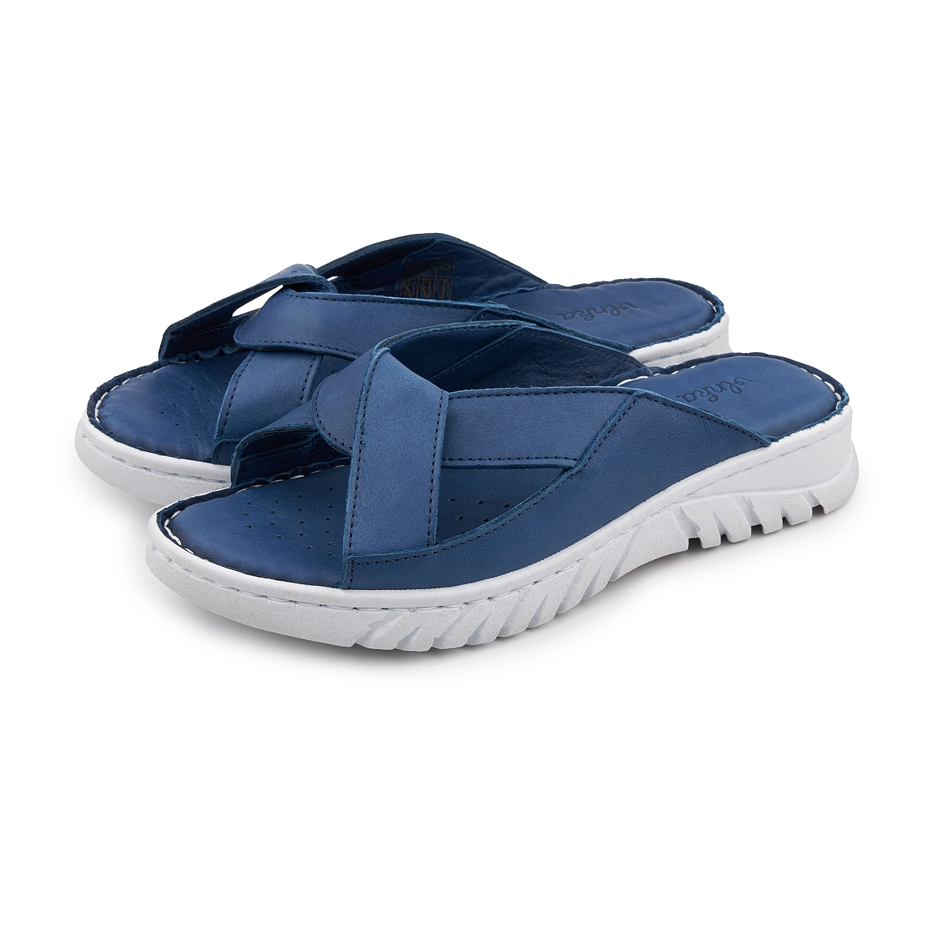 Women's leather slip-on shoes Klaudia dark blue