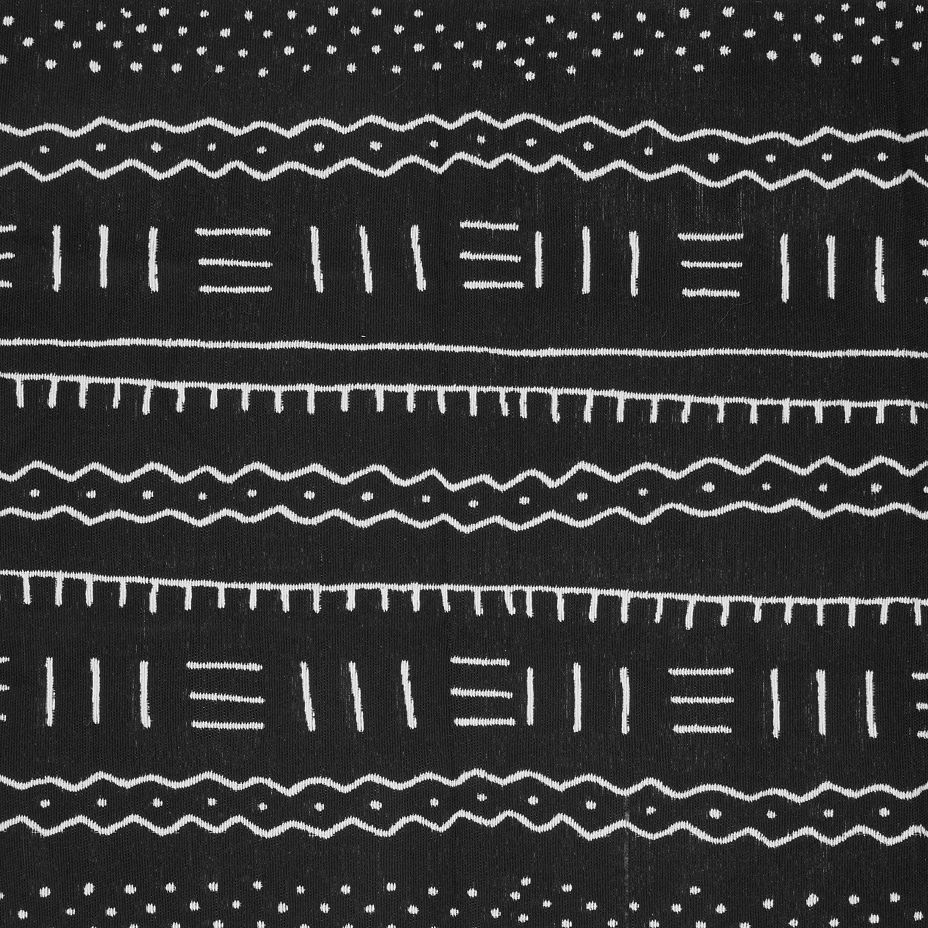 Recycled cotton rug with pattern black and white