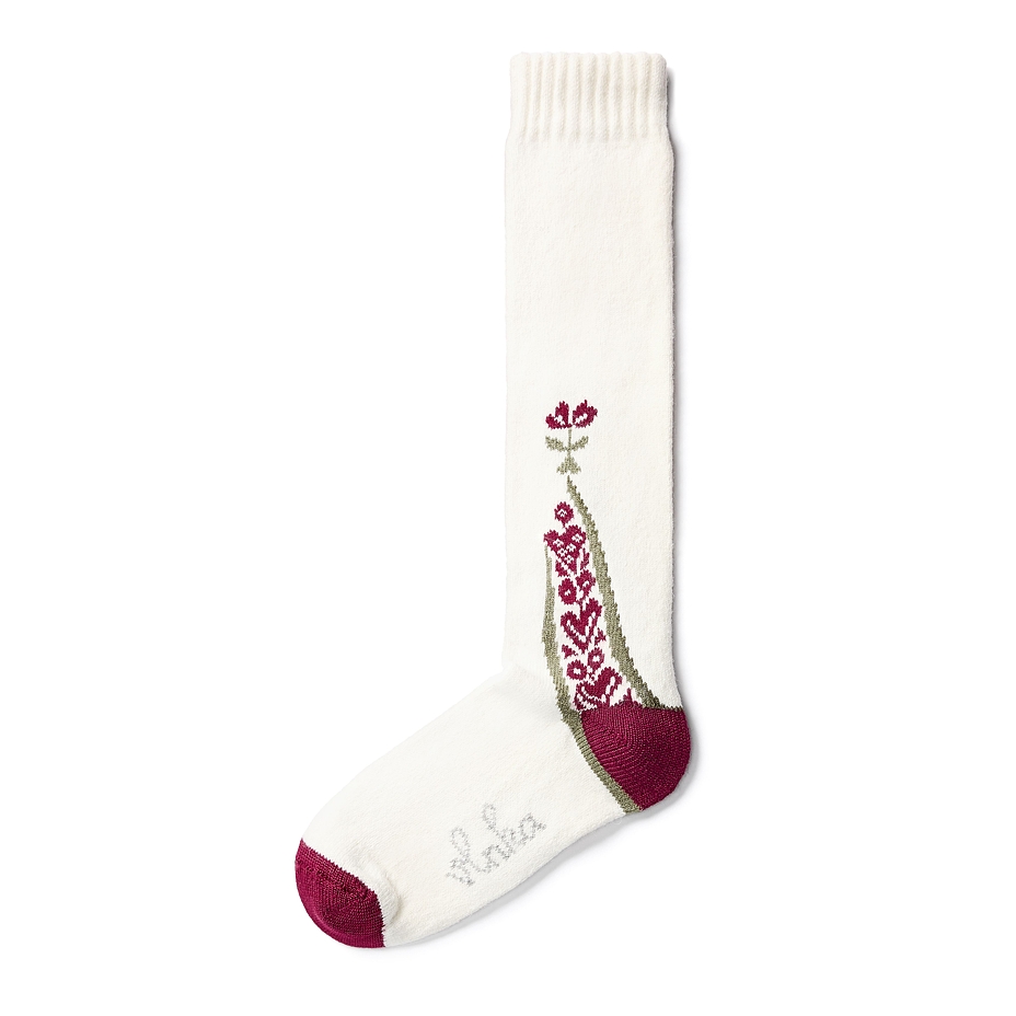 Sheep Merino knee socks  'Folklore' Red