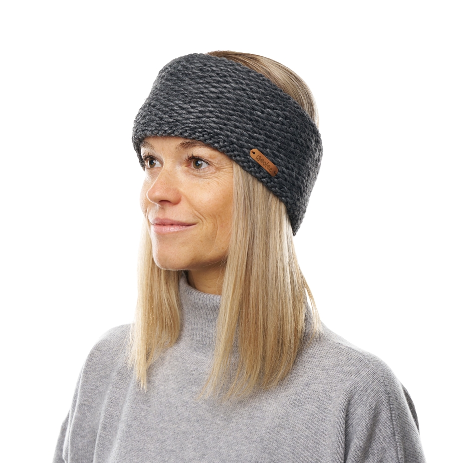 Sheep and Alpaca Wool Headband with Toni Lining Dark Gray