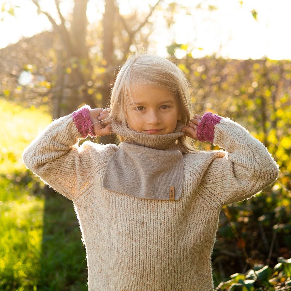 Children's Wool Neck Warmer Turtleneck Merino with Cashmere Brown