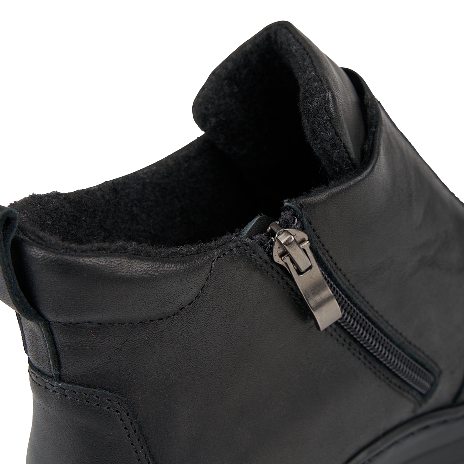 Women's Leather Shoes with Wool Felt Mia Black
