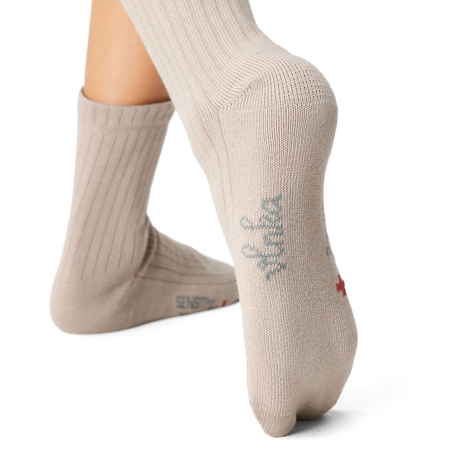 3 Pairs of cotton warm diabetic socks with aloe vera beige